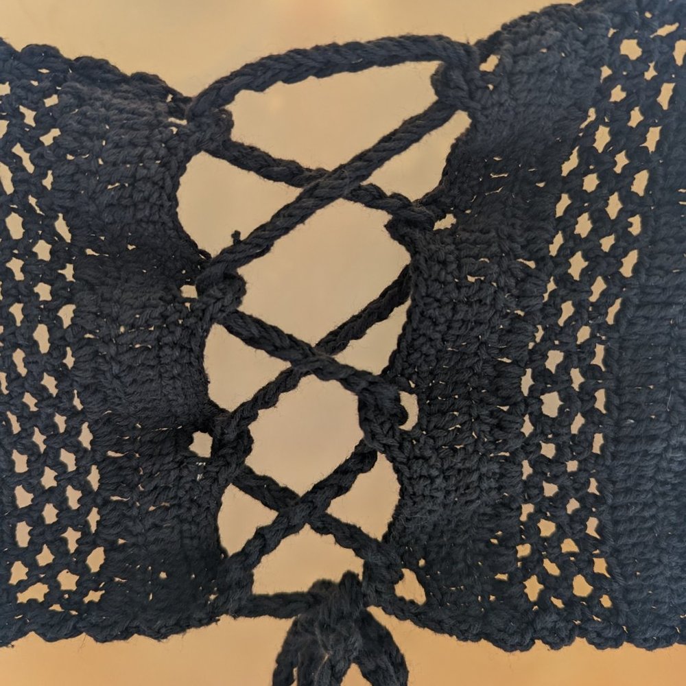 Black Embroiderd Adjustable Halter - image 5